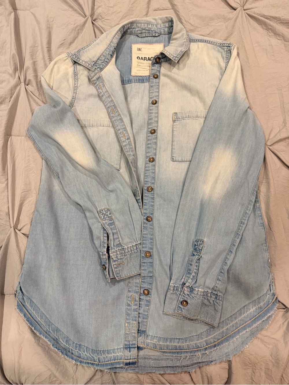 Garage Light Wash Denim Shirt - Light Blue